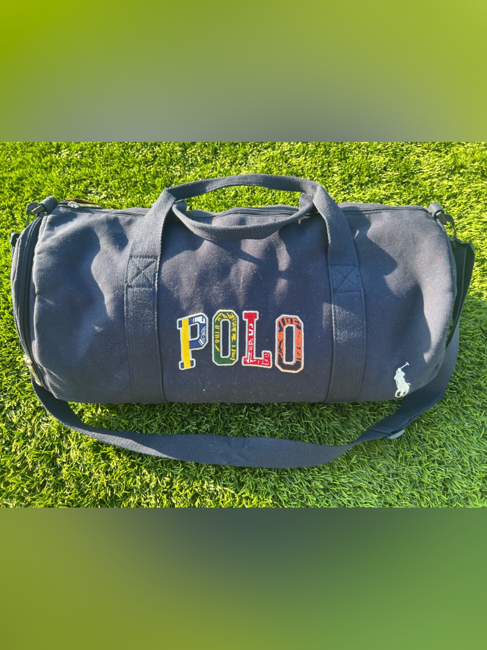 Polo by Ralph Lauren Navy Canvas Duffel with Multicolor POLO Appliqué